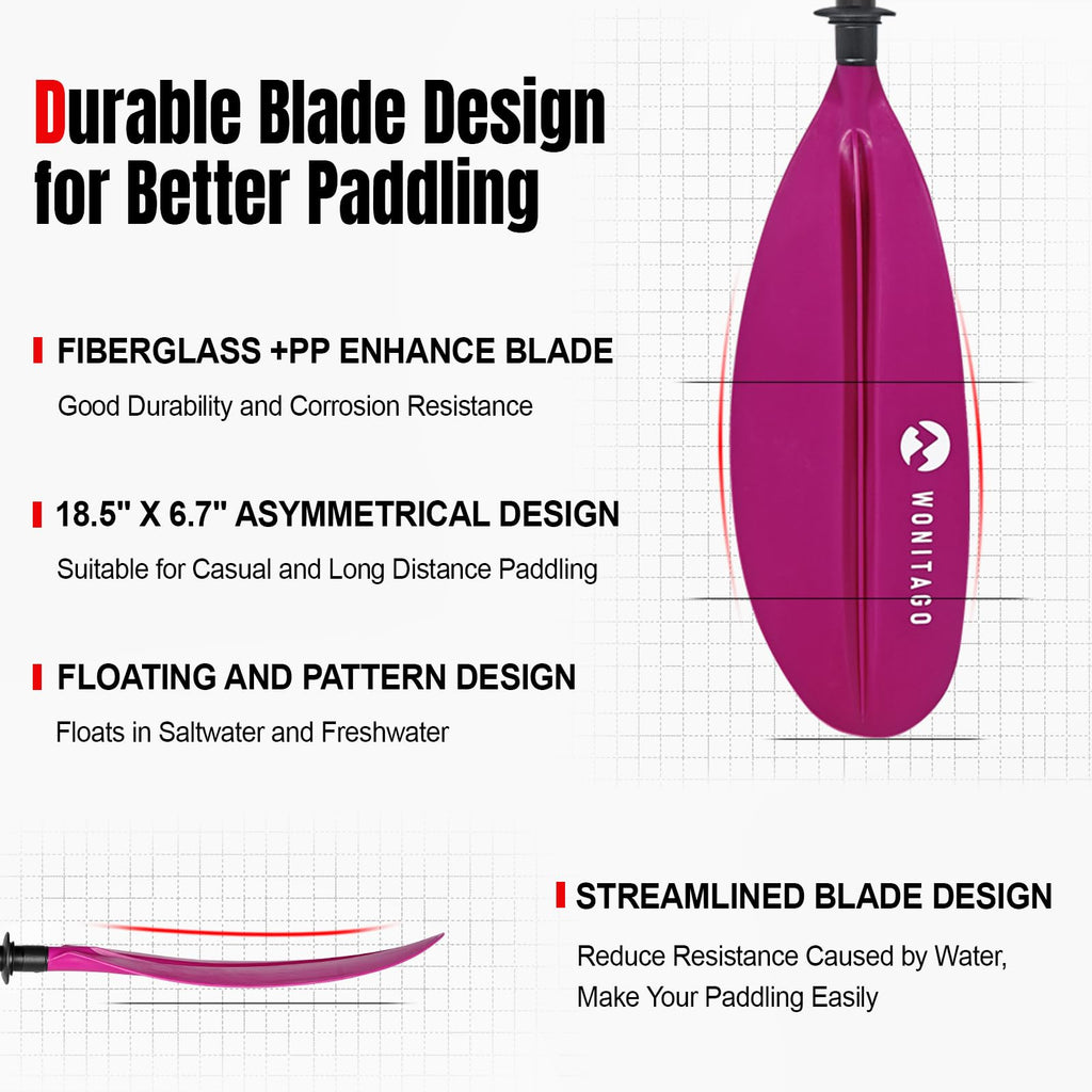 Adjustable Fiberglass Shaft PP Blade Kayak Paddle Z729872