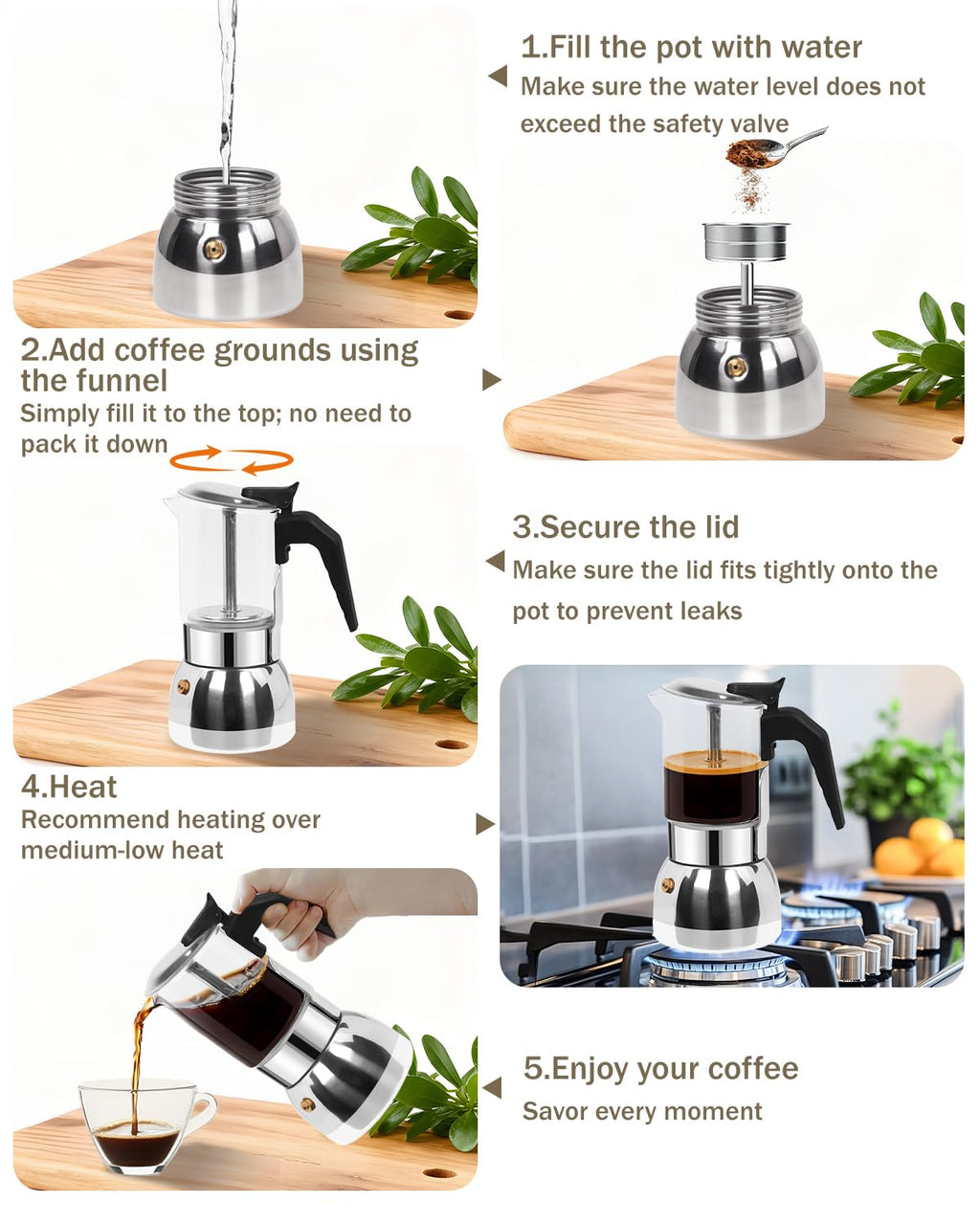 9 Cup 15 oz Stovetop Espresso Moka Pot E29290