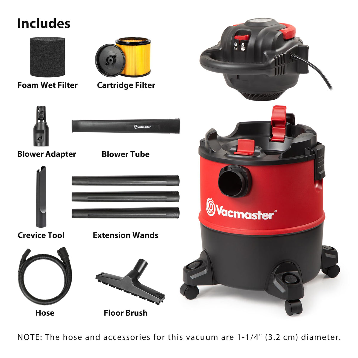 6 Gal Wet/Dry Vac with Detachable Blower J604009