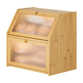 Extra Large Bamboo Wood Double Layer Bread Box O487727