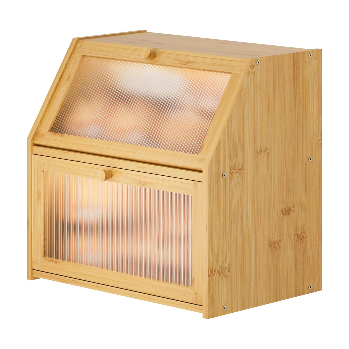 Extra Large Bamboo Wood Double Layer Bread Box O487727