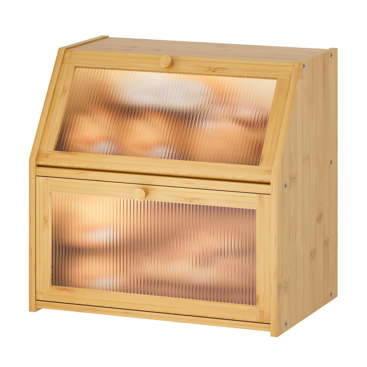 Extra Large Bamboo Wood Double Layer Bread Box O487727