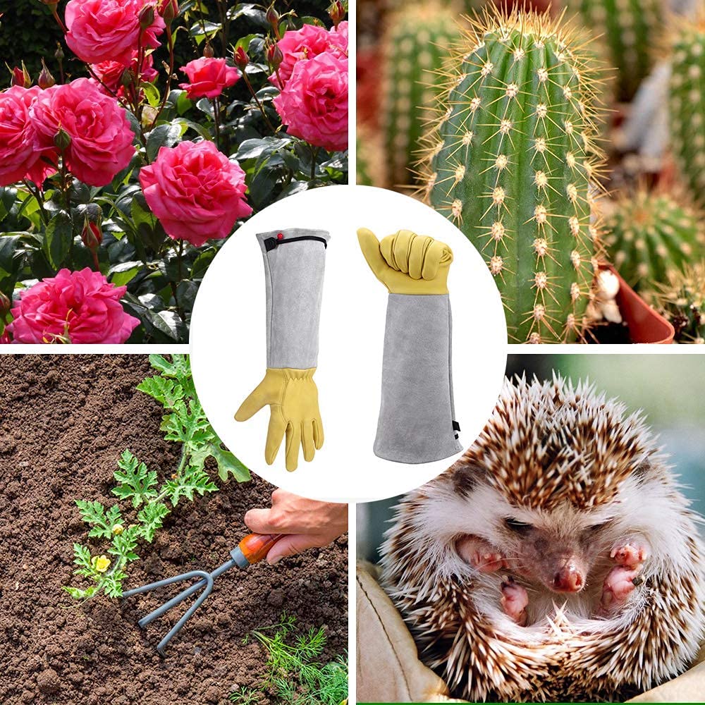 Long Leather Gardening Gloves with Adjustable Cuff L208