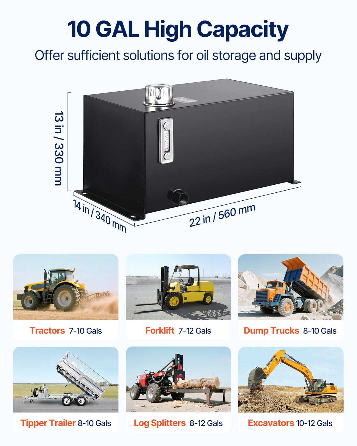 10 Gal Steel Hydraulic Fluid Tank A682