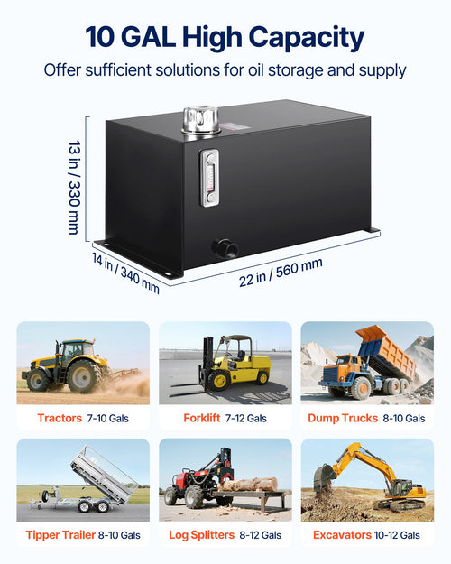 10 Gal Steel Hydraulic Fluid Tank A682