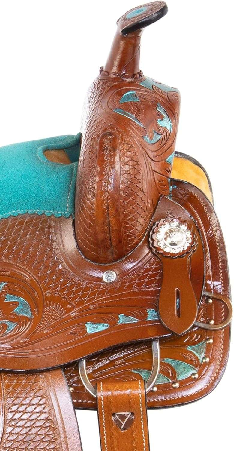 Leather Barrel Saddle with Headstall, Reins and Breast Collar G191435