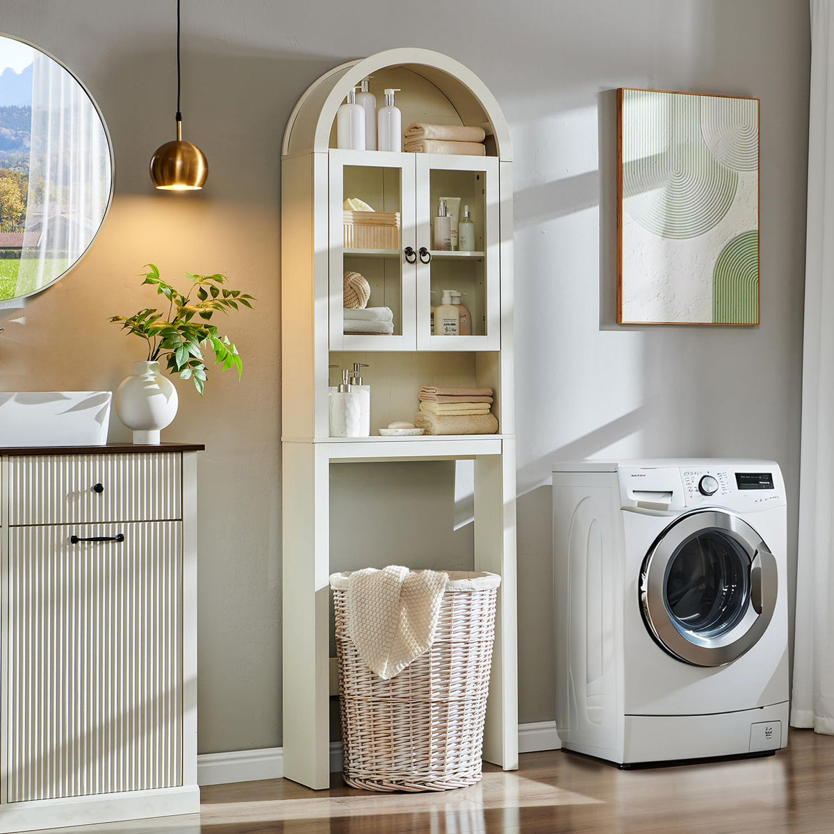 Antique White Over The Toilet Storage Cabinet Z92790