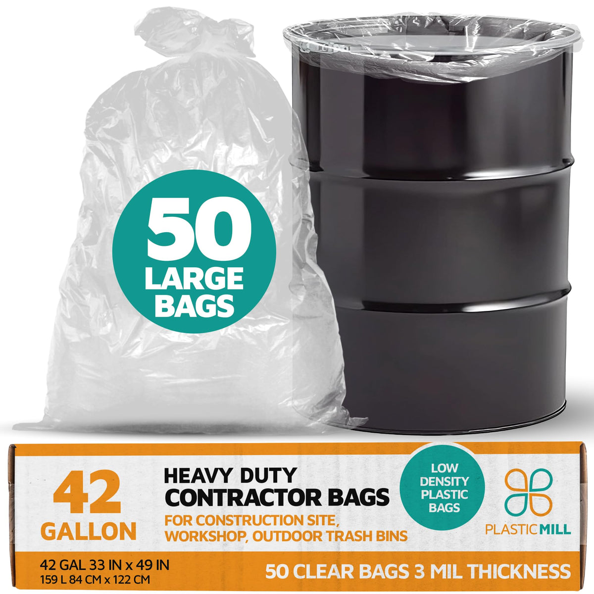 42-Gallon 3 Mil Clear Contractor Bags 50-Count E358397