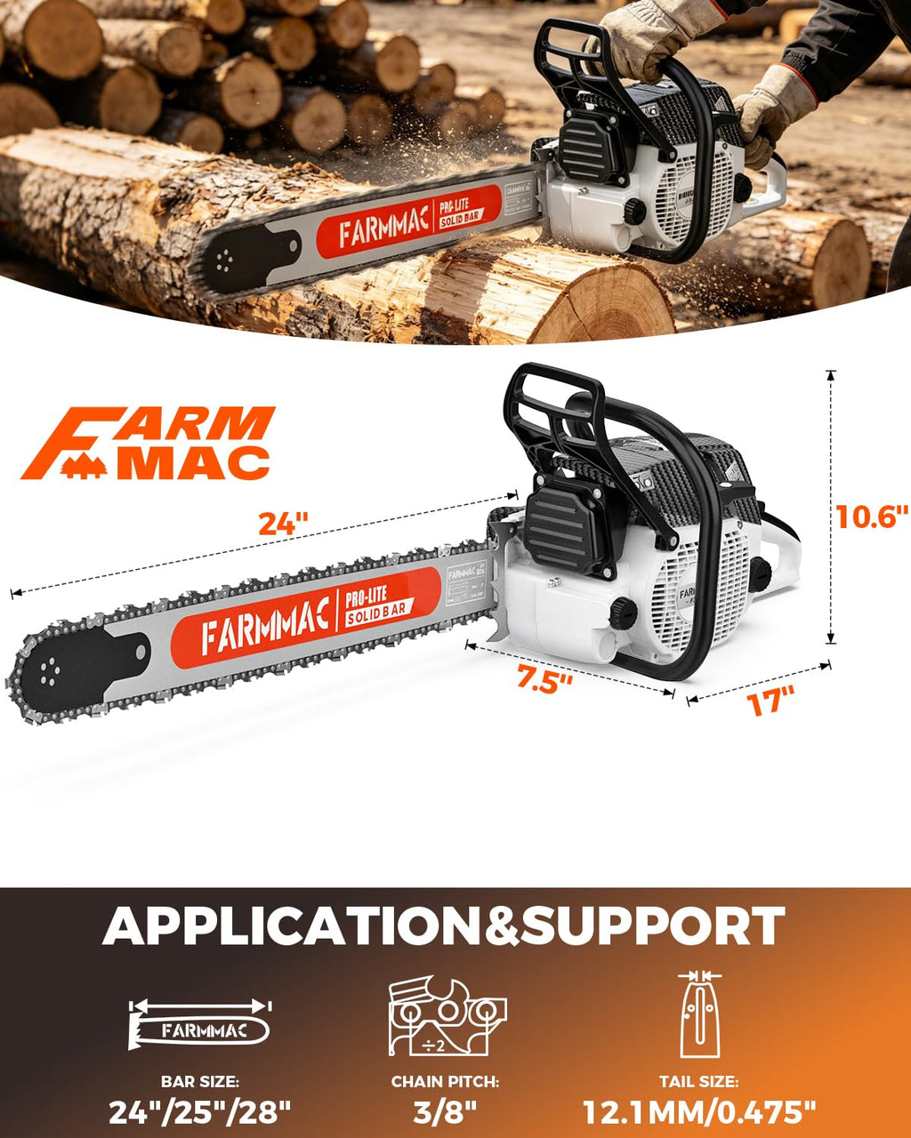 72cc 2-Cycle Gas Chainsaw with 24 Inch Bar O758
