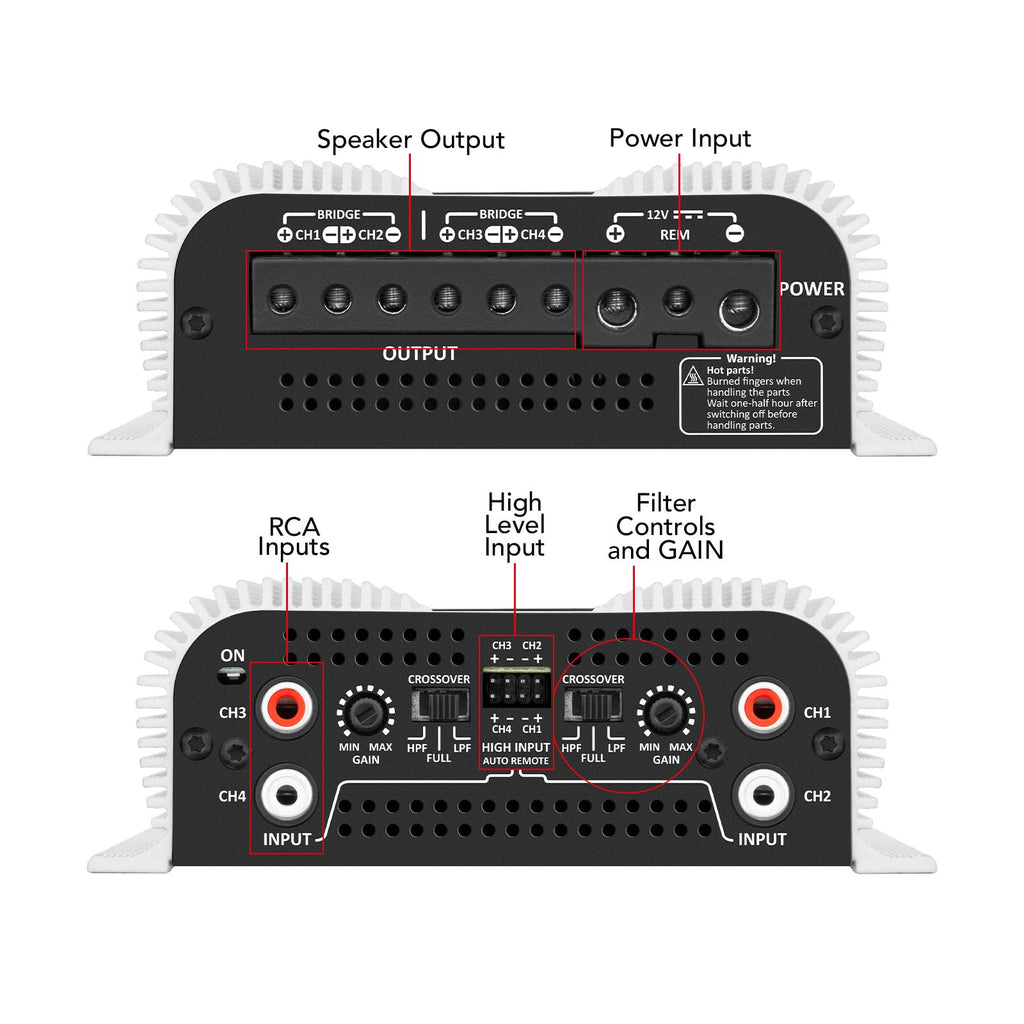 2 Ohms 440W RMS 4-Channel Car Stereo Amplifier I336429