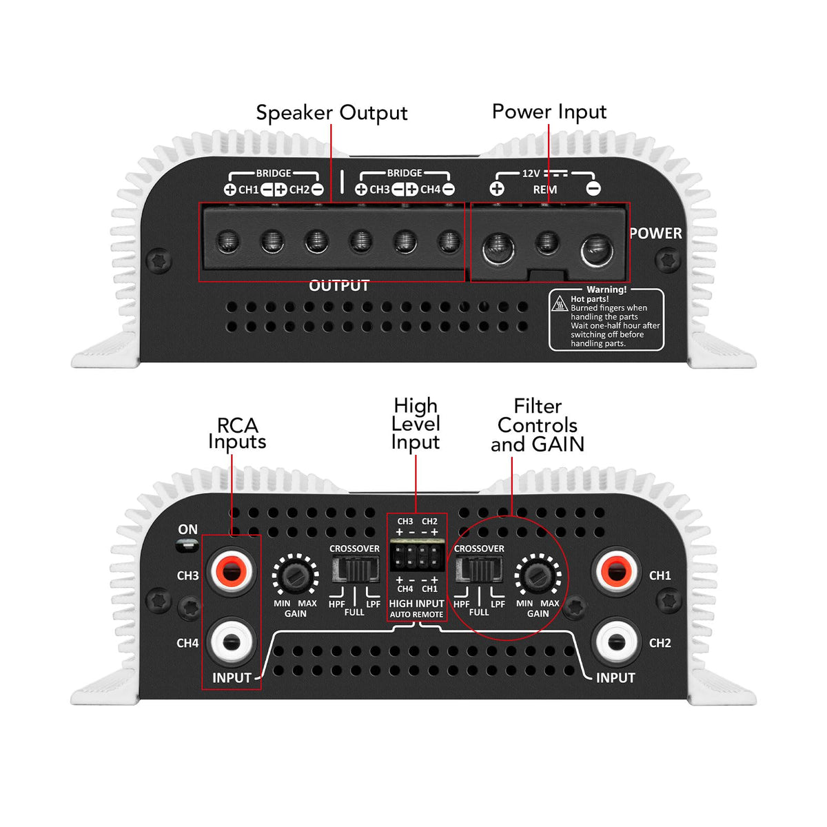 2 Ohms 440W RMS 4-Channel Car Stereo Amplifier I336429