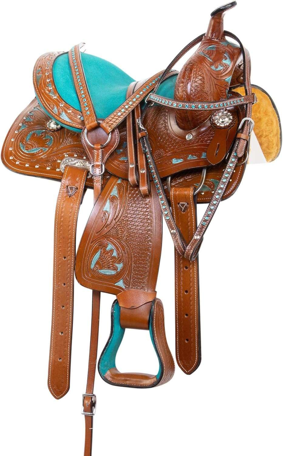 Leather Barrel Saddle with Headstall, Reins and Breast Collar G191435