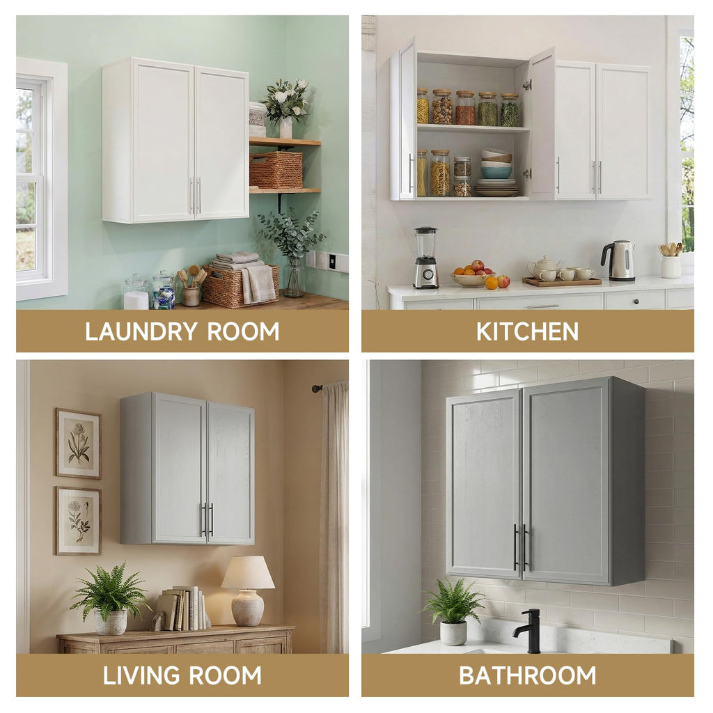 White Wall Mounted Cabinet with Adjustable Shelf C164947