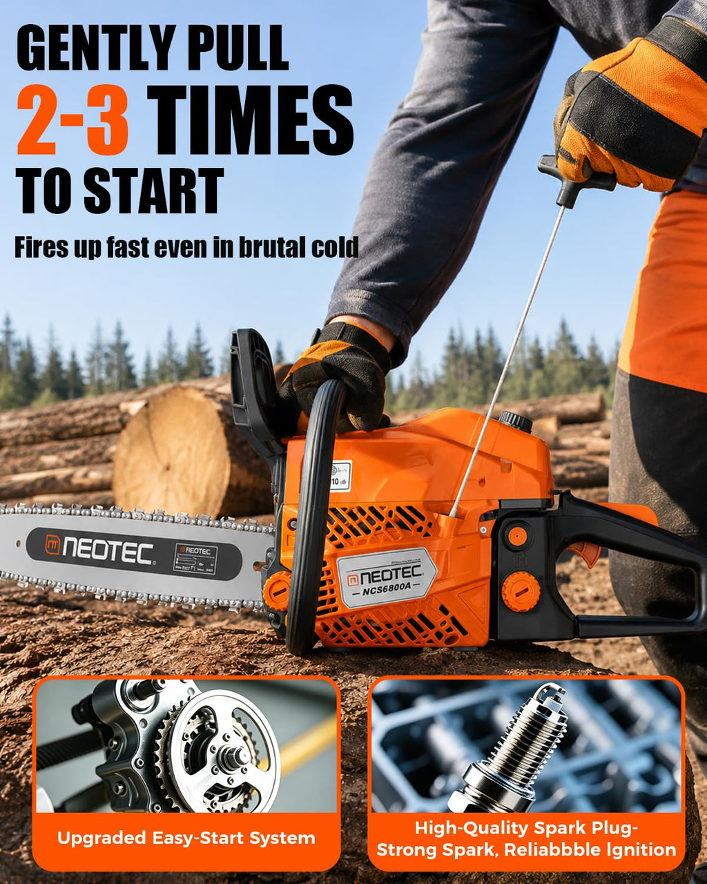 68CC Gas Powered Chainsaw 22 24 Inch Bars 2-Cycle C715050