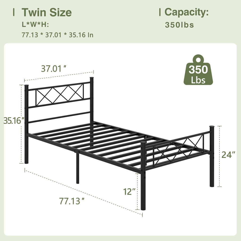 Twin Size Metal Bed Frame with Headboard P784421