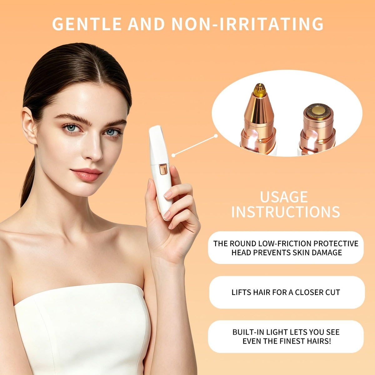 2 in 1 Electric Facial Hair Removal Device with LED Light L9651