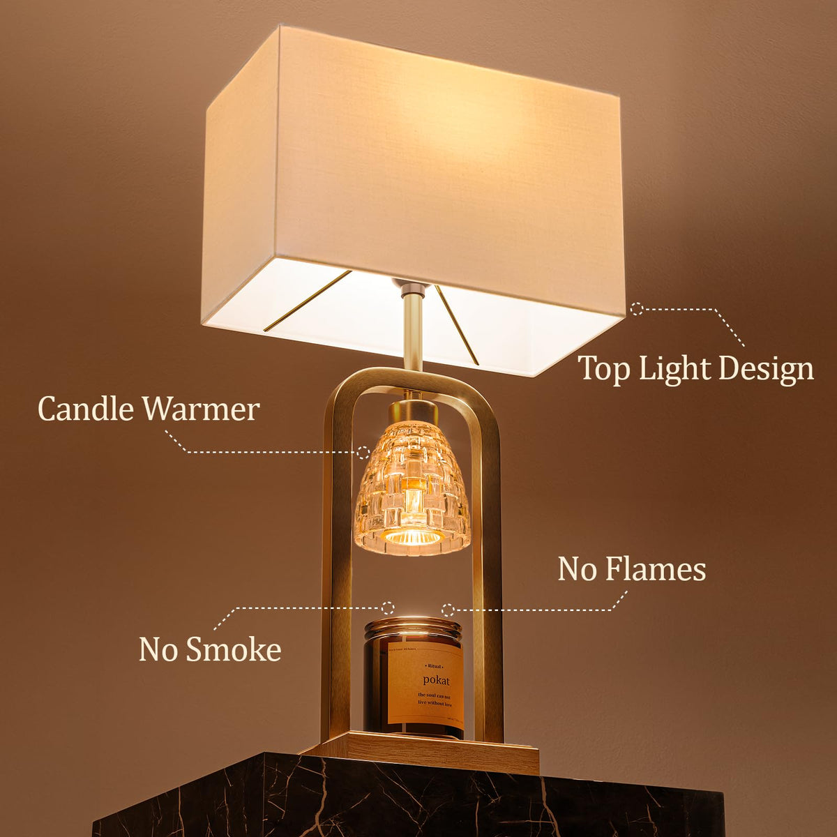 2 in 1 Gold Table Lamp with Candle Warmer Z948654
