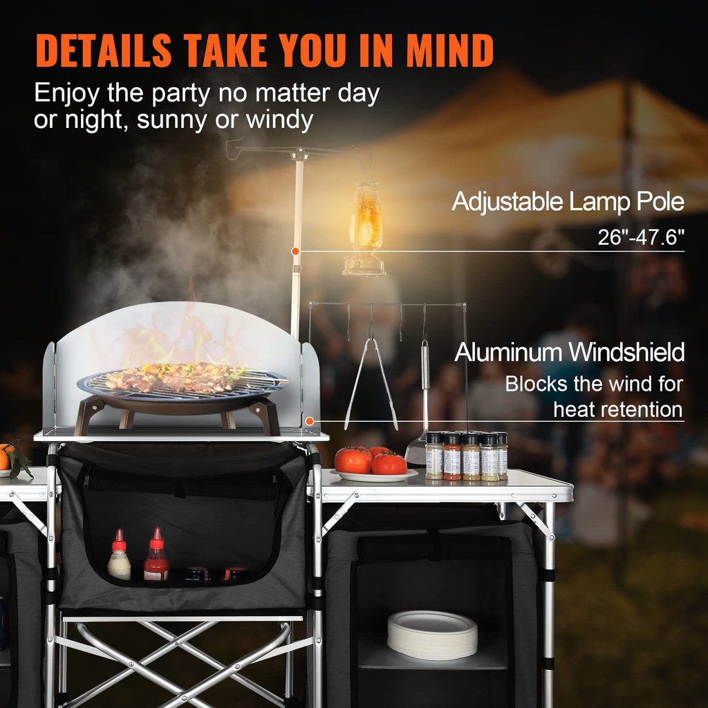 Folding Aluminum Camping Kitchen Table with Storage Bag A1146