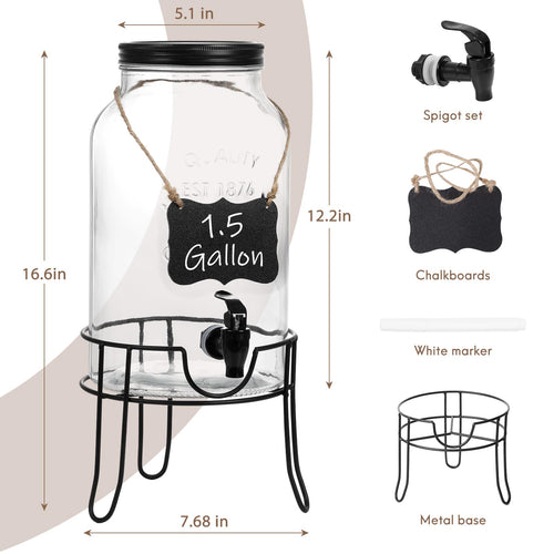 1.5 Gallon Glass Drink Dispenser with Spigot D15082