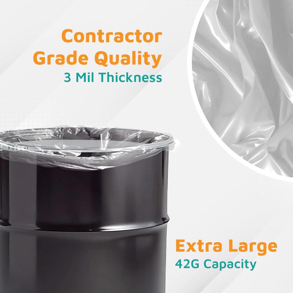 42-Gallon 3 Mil Clear Contractor Bags 50-Count E358397