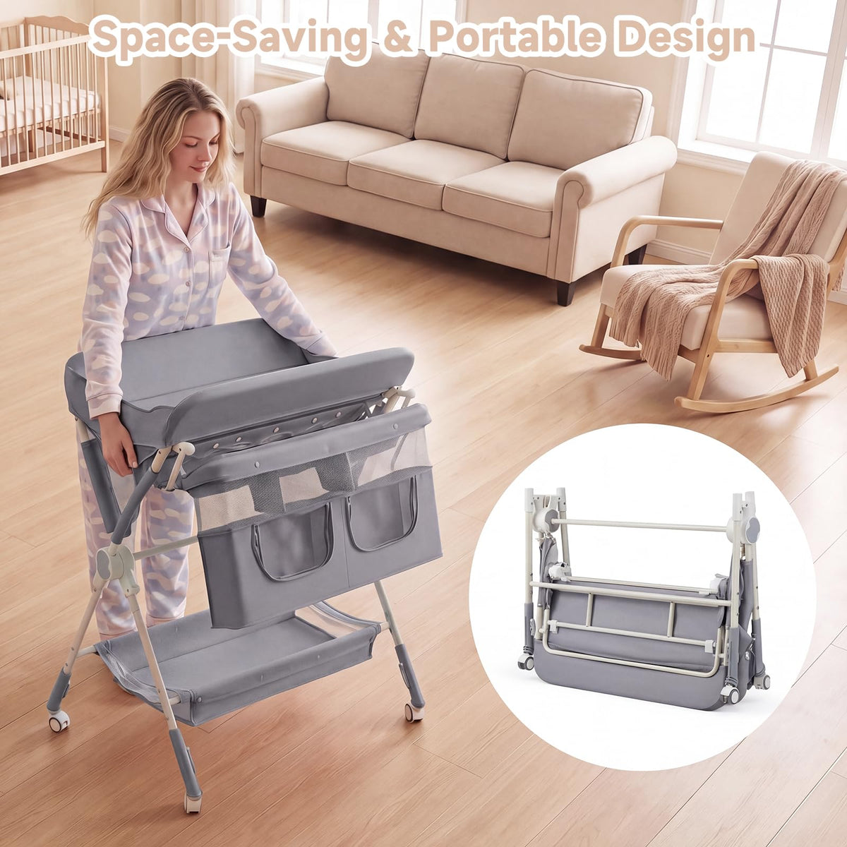 Portable Baby Changing Table with Wheels M62020