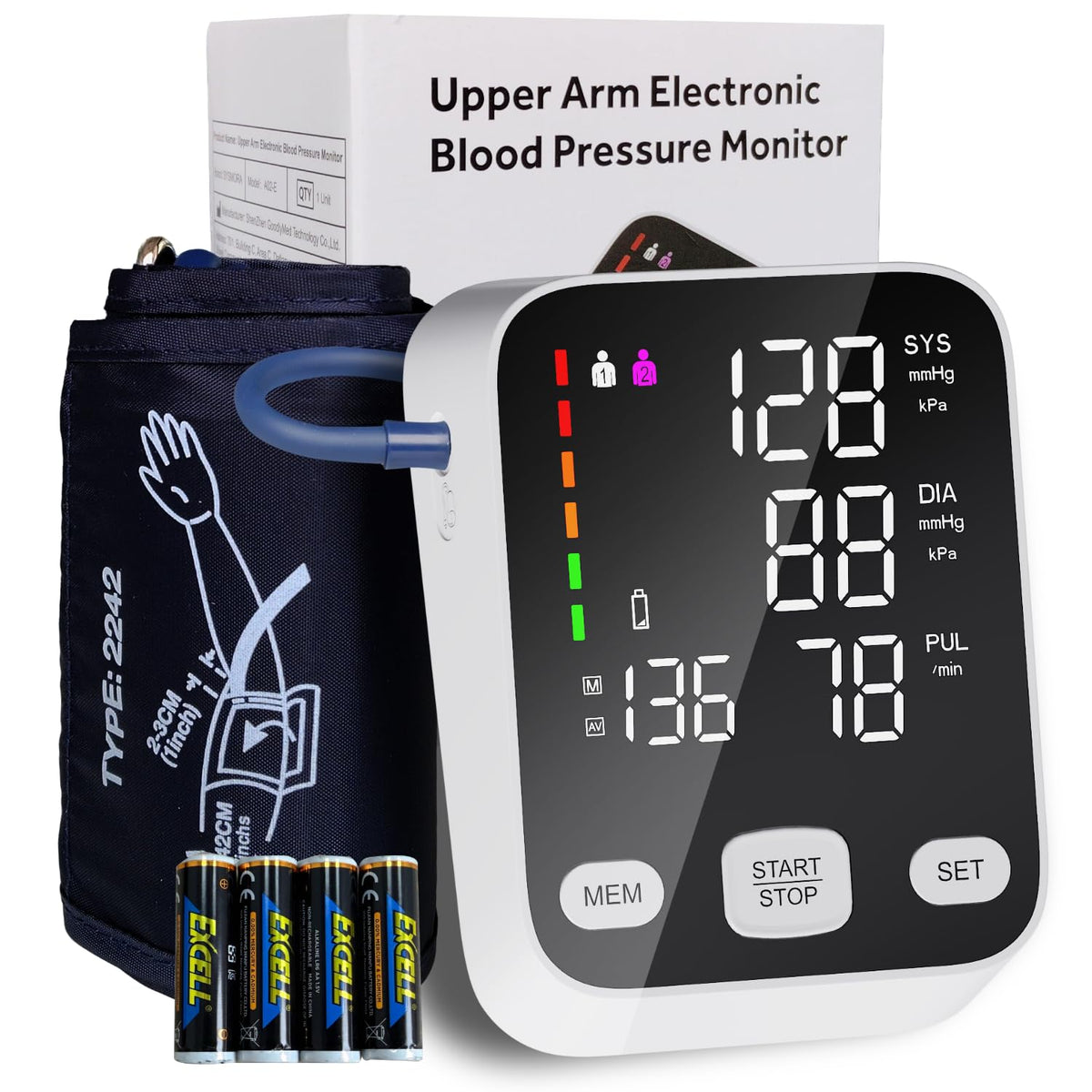 Automatic Upper Arm Blood Pressure Monitor with 6-Inch Backlit Display E90937