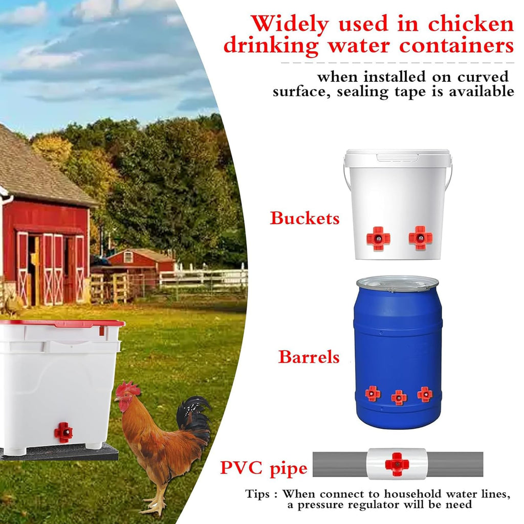 15 Pack Automatic Poultry Waterer with PVC Tee Fittings Q5120
