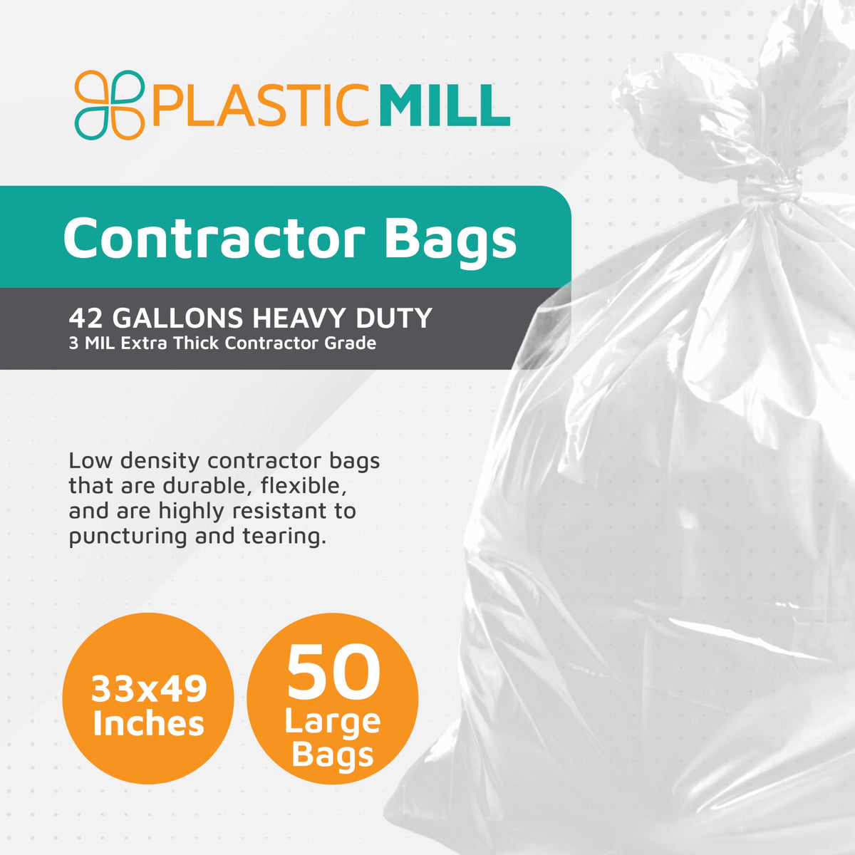 42-Gallon 3 Mil Clear Contractor Bags 50-Count E358397