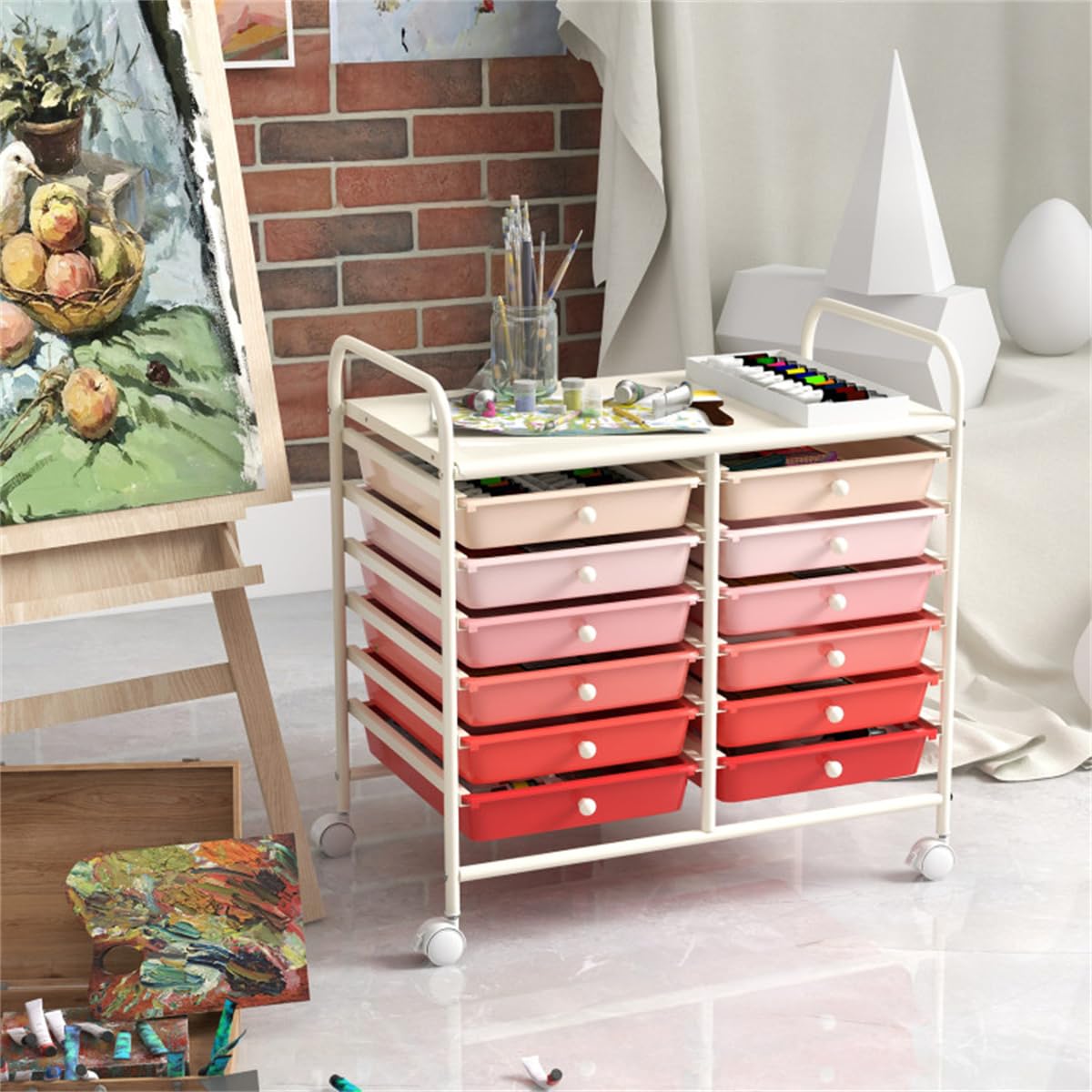 12 Drawer Rolling Storage Cart with Wheels K9725