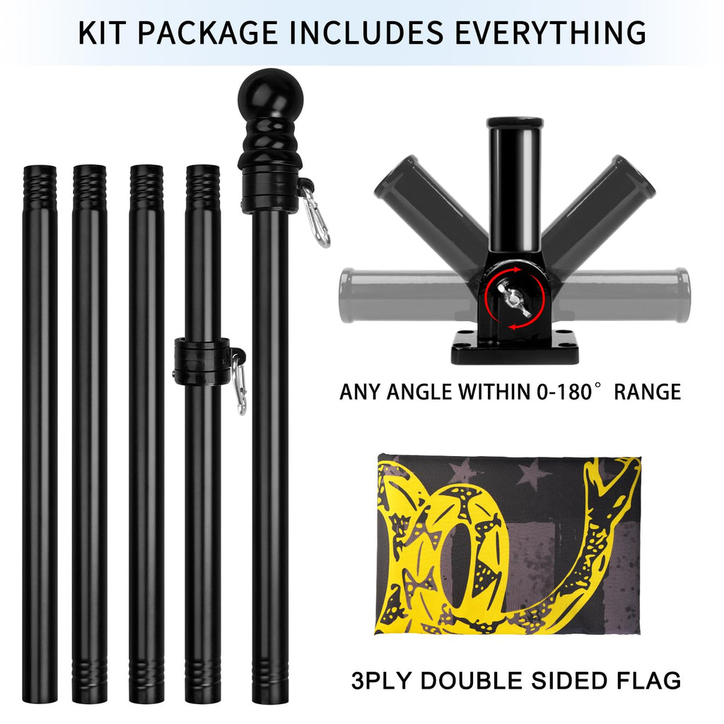 6ft Stainless Steel Spinning Flag Pole with 3x5 ft Double Sided Flag O1546