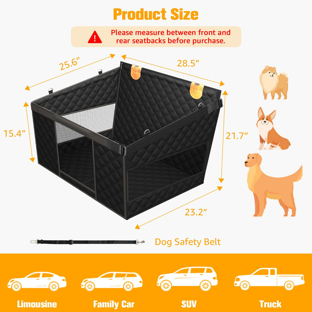 Large Dog Car Seat with Hard Bottom H849939