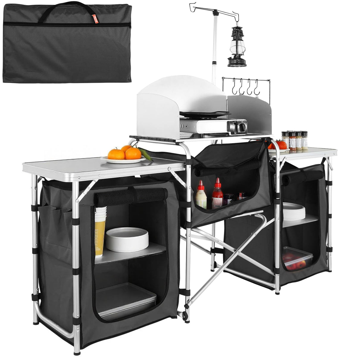 Folding Aluminum Camping Kitchen Table with Storage Bag A1146