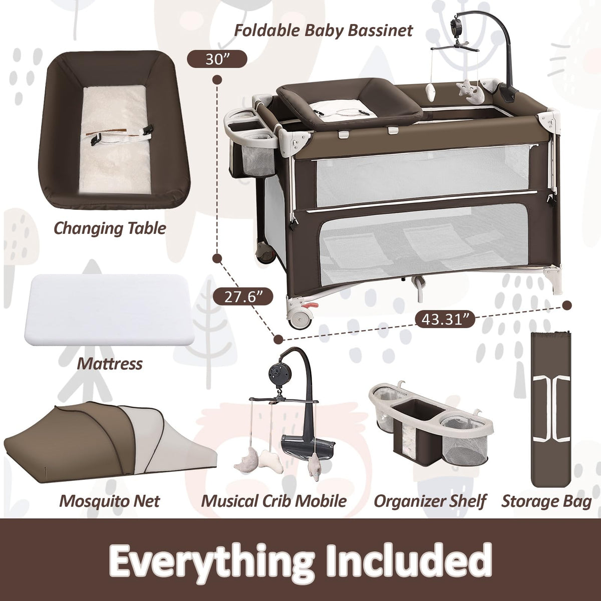 5-in-1 Baby Bassinet Bedside Sleeper Q510
