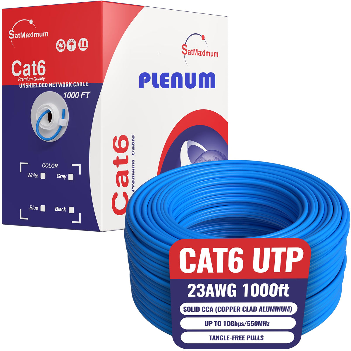 1000ft Plenum CMP CAT6 Solid Cable Blue H680826