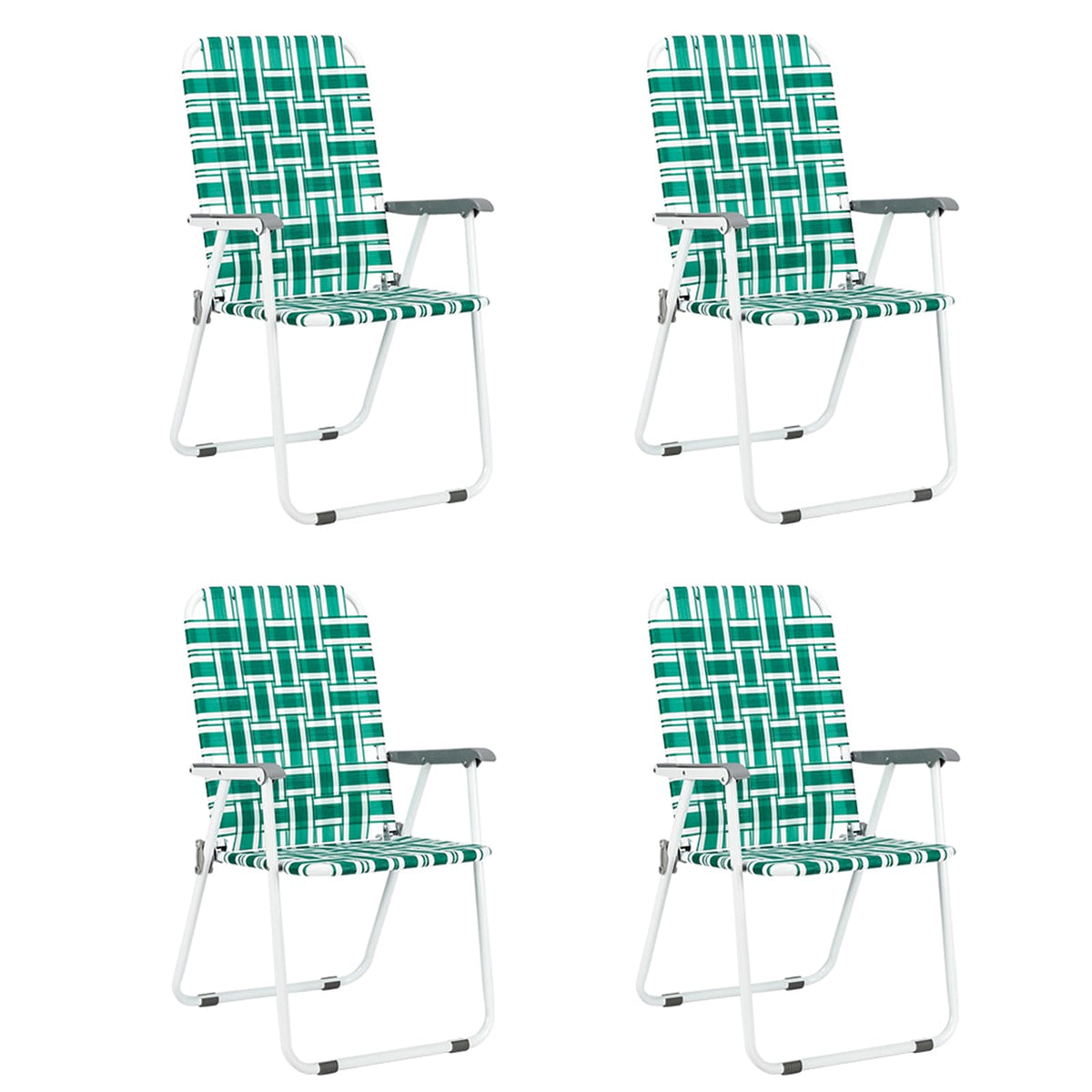 Dark Green Set of 4 Webbed Folding Chairs D139672