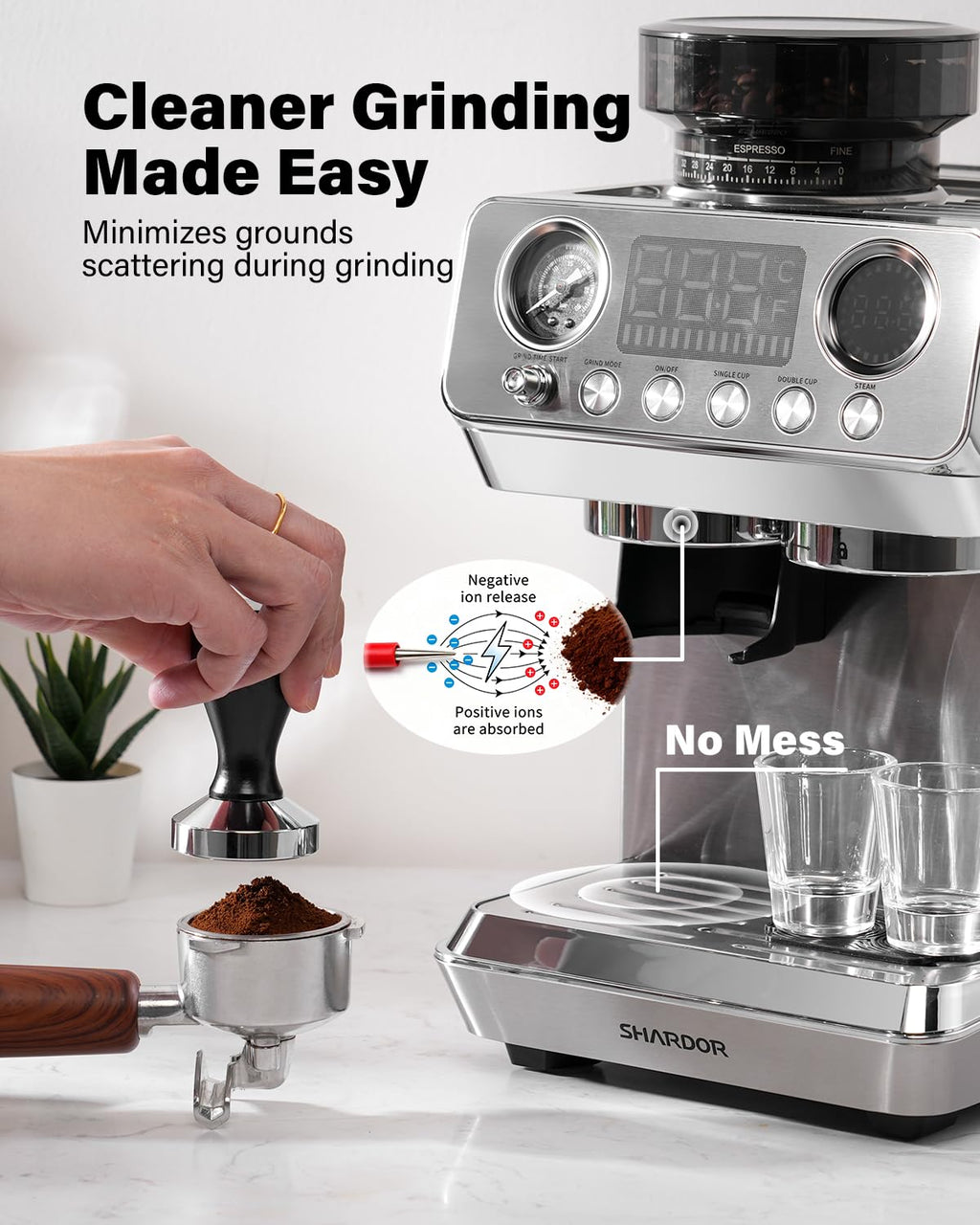 20 Bar Espresso Machine with Built-In Grinder W18647