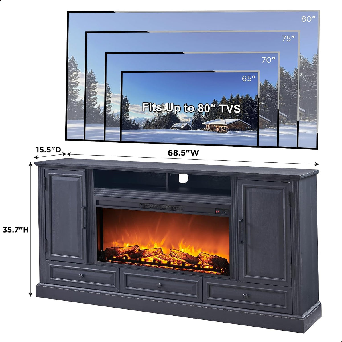 Black Fireplace TV Stand O712135
