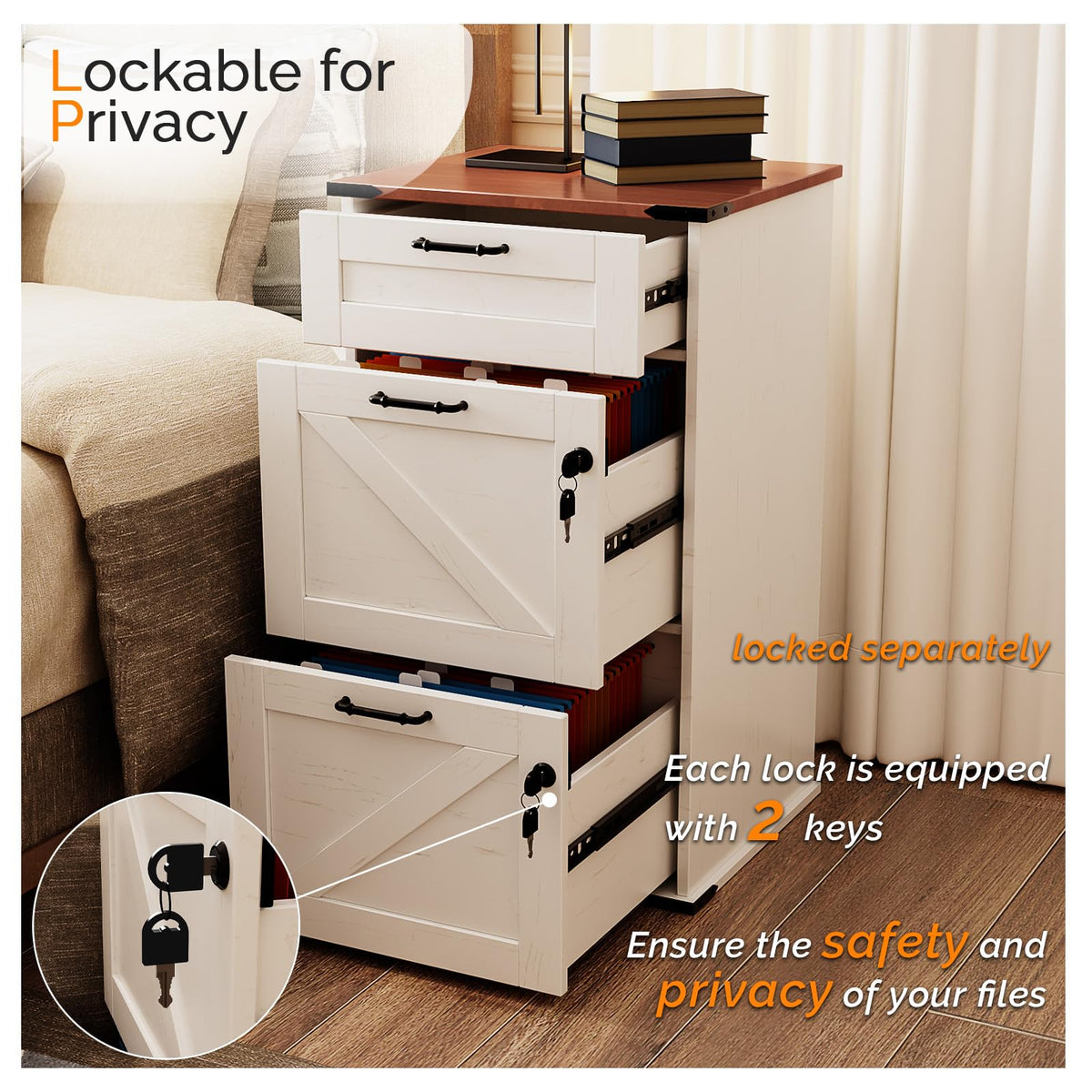 3 Drawer File Cabinet with Lock X68785
