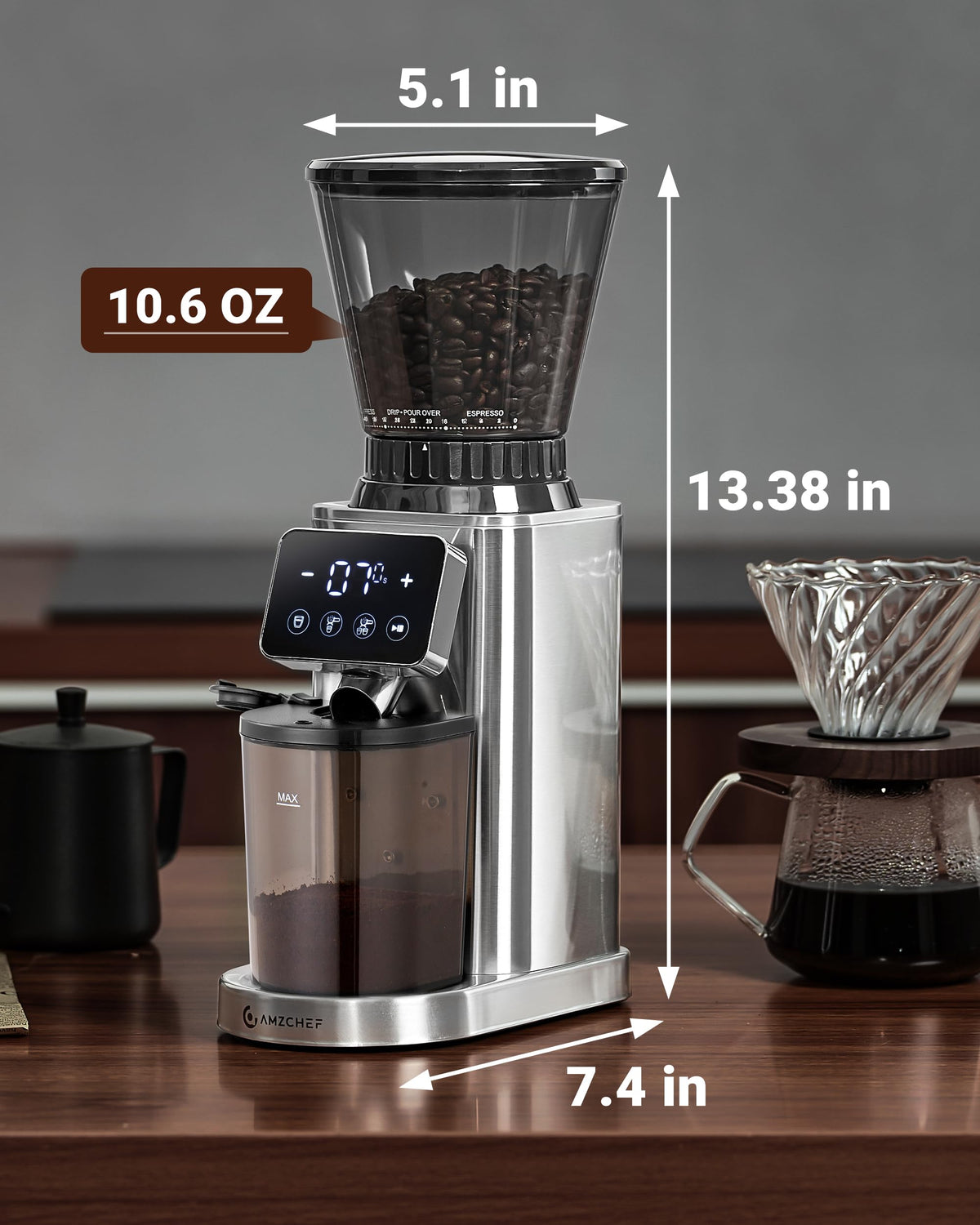 Burr Coffee Grinder, 48 Settings, Metallic Silver W94291