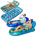 4 Pack Oversized Inflatable Pool Floats with Headrest and Cup Holder P1956