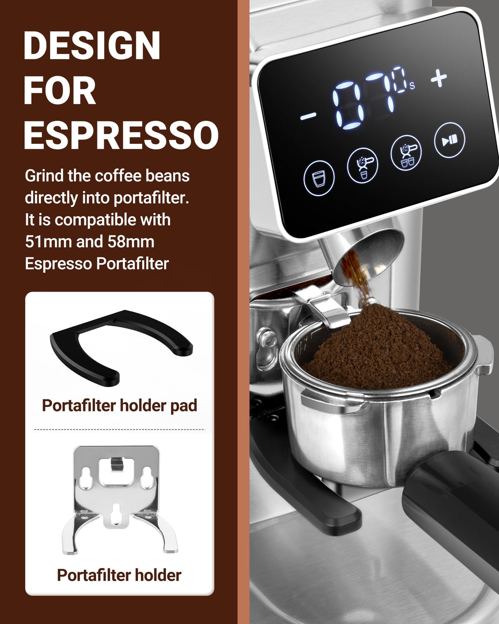 Burr Coffee Grinder, 48 Settings, Metallic Silver W94291