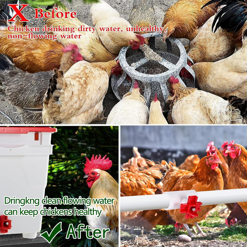 15 Pack Automatic Poultry Waterer with PVC Tee Fittings Q5120