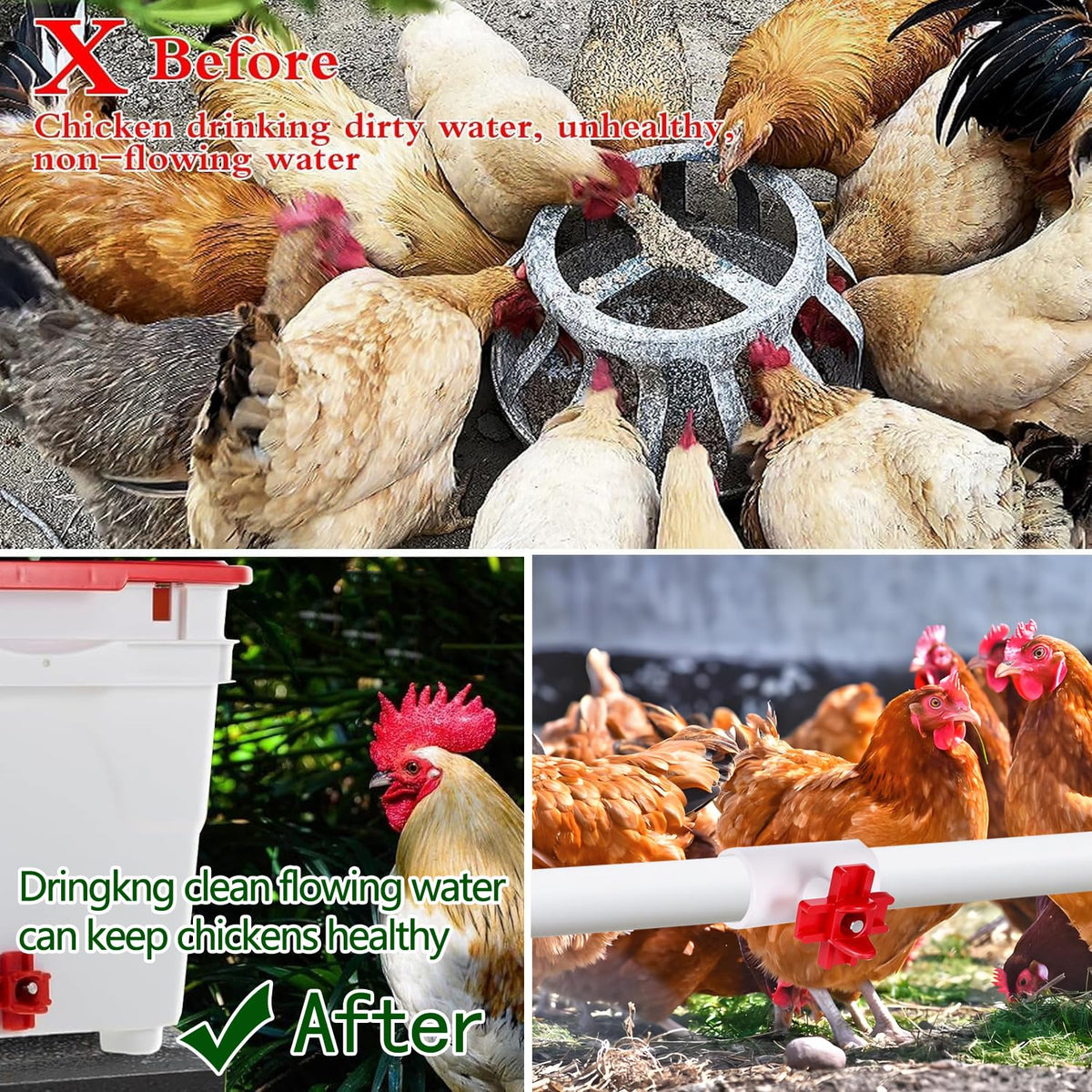 15 Pack Automatic Poultry Waterer with PVC Tee Fittings Q5120