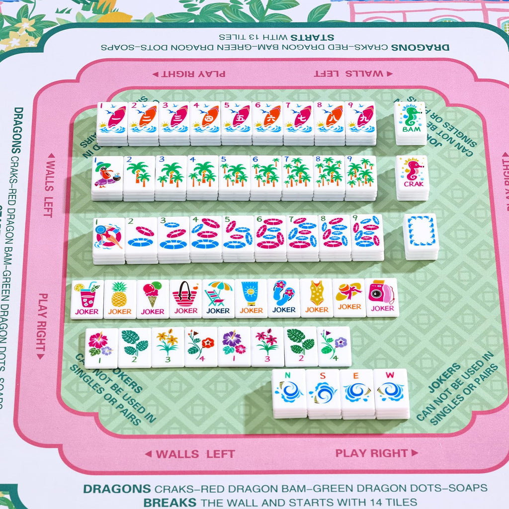 160 Tiles Thin Plastic Mahjong Set with Bag and 4 Racks V365