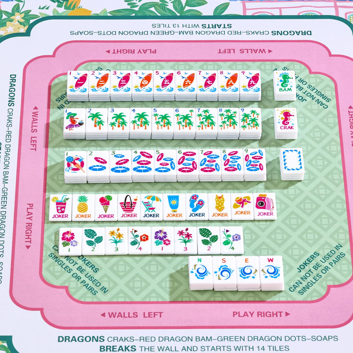 160 Tiles Thin Plastic Mahjong Set with Bag and 4 Racks V365