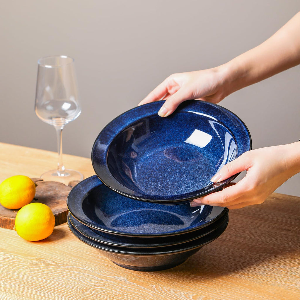 Blue 27oz Ceramic Soup Bowls Set of 4 F256681