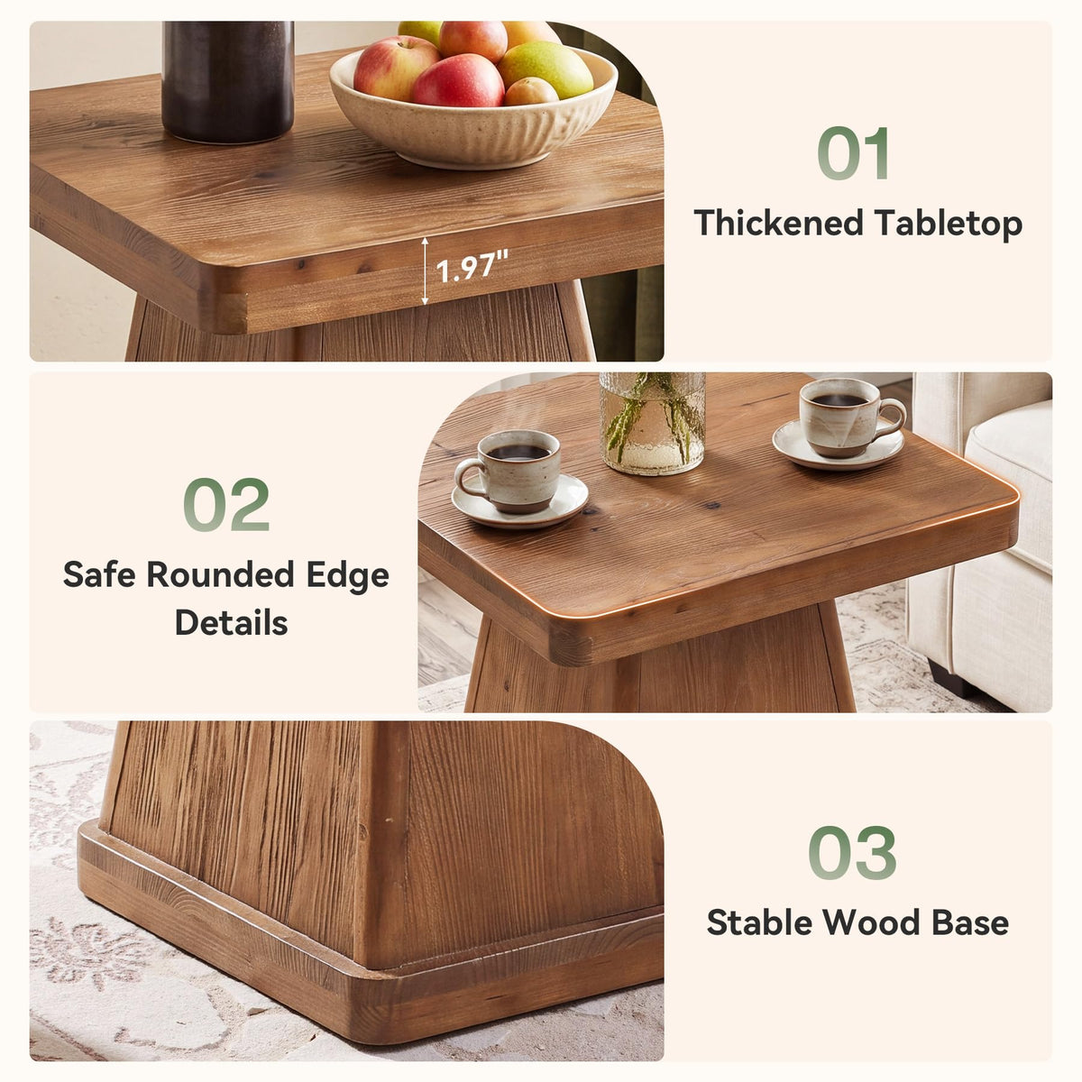 Solid Wood Side Table Set of 2 R26289