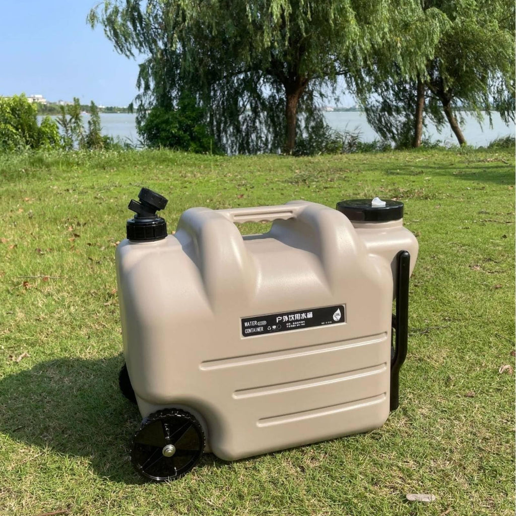 Portable Water Container with Faucet, Wheels, Black F884