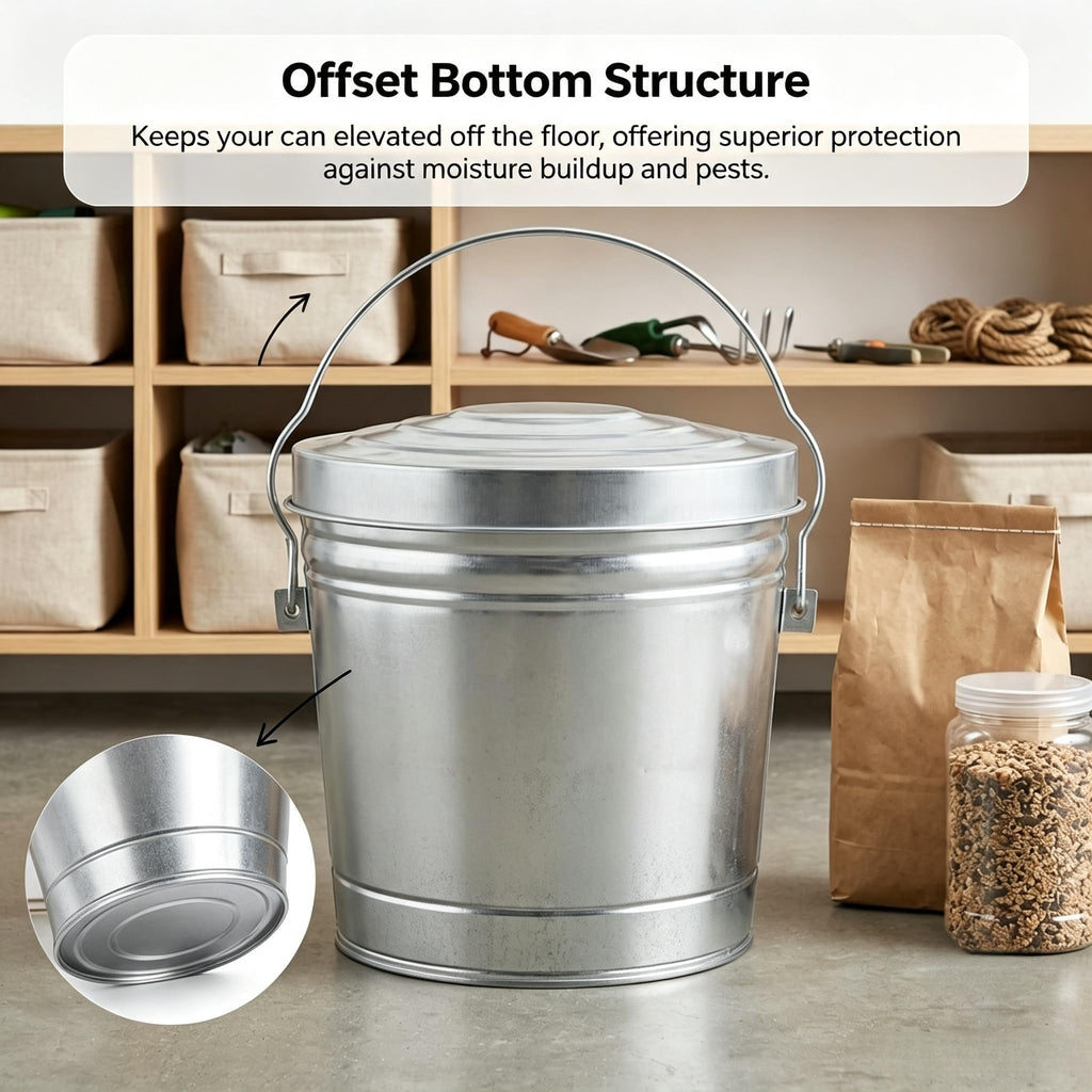 6 Gallon Galvanized Metal Trash Can with Locking Lid O258