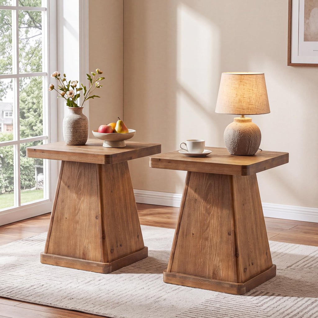 Solid Wood Side Table Set of 2 R26289